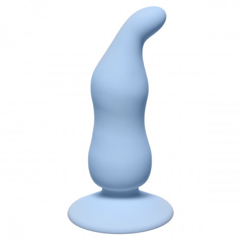 Голубая анальная пробка Waved Anal Plug Blue - 11 см.