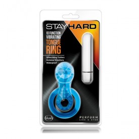 Голубое эрекционное виброкольцо 10 Function Vibrating Tongue Ring