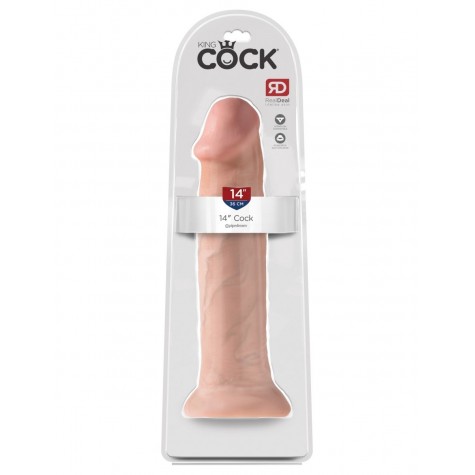 Телесный фаллоимитатор-гигант на присоске 14" Cock - 36 см.