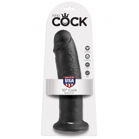 Чёрный фаллос-гигант 10" Cock - 25,4 см.