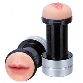 Двусторонний мастурбатор REALSTUFF 2 IN 1 HUMMER MOUTH & VAGINA - ротик и вагина