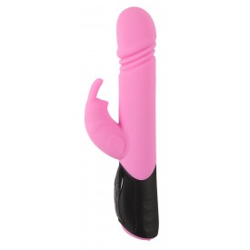 Розовый вибратор-кролик Thrusting Rabbit - 25 см.